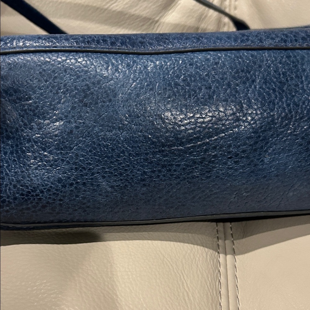 B May Luxury Designer Blue Leather Tote Bag with Suede lining EUC Comp $550 - Picture 4 of 6